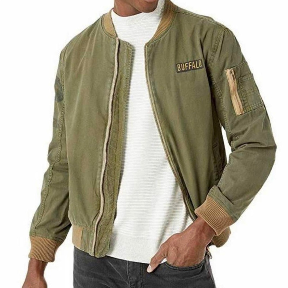 Bufflao David Bitton Dark Laurier Varsity Bomber Jacket Mens size medium